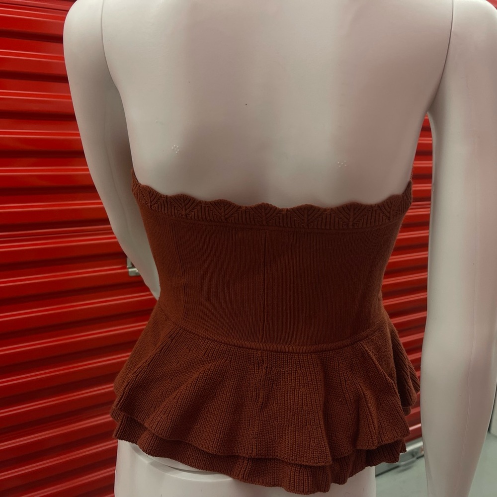 Club Monaco Rust Strapless Ruffle Crop Top - Picture 5 of 7